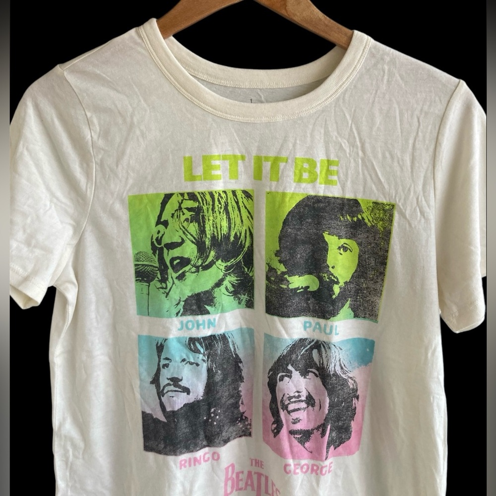 Vintage Style The Beatles Band Tee Let It Be Official Merch Jon Lennon